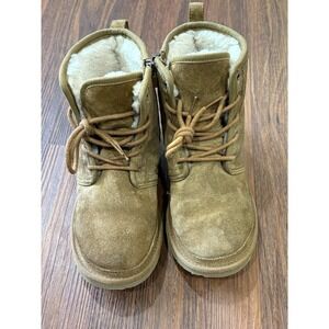 UGG Boots Women's Size 5 Brown Suede Zip Fleece Lined Winter Zip Ankle Boots